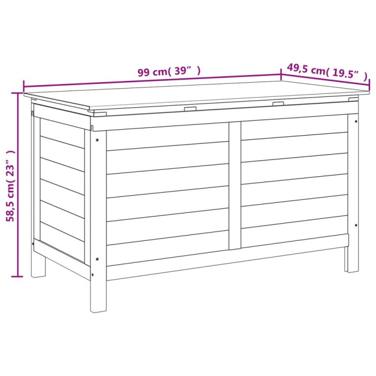 Vrtna kutija za pohranu 99 x 49,5 x 58,5 cm od masivne jelovine