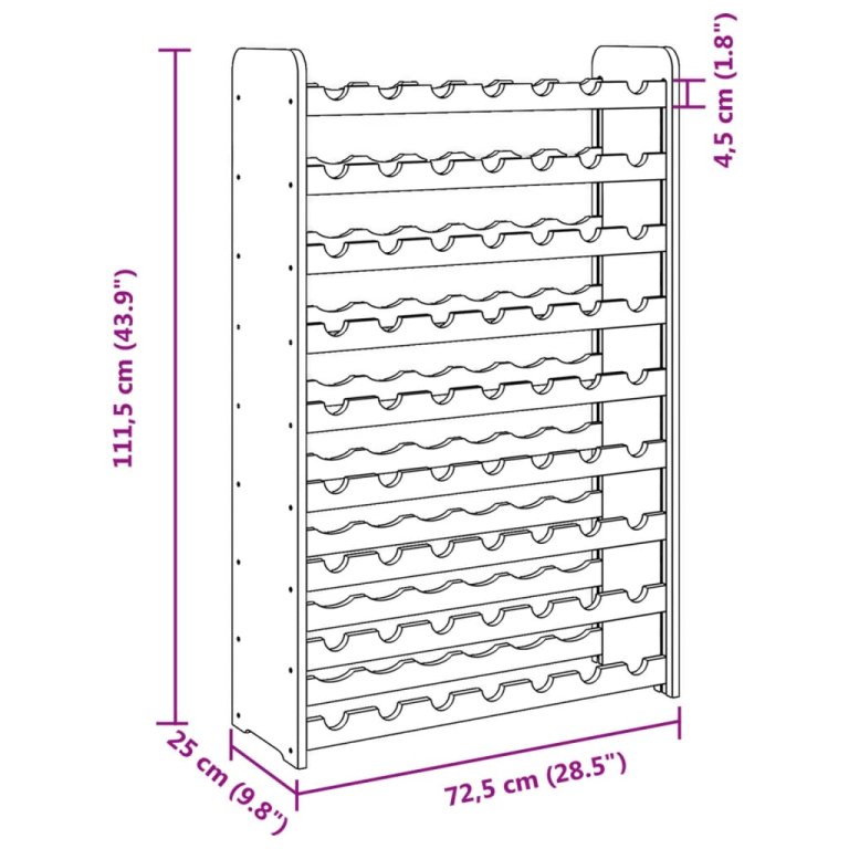 Stalak za vino 72,5 x 25 x 111,5 cm od masivne borovine