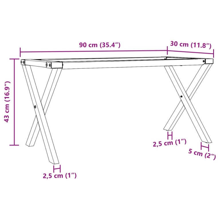 Noge za stolić za kavu s X-oblikom 90x30x43 cm lijevano željezo