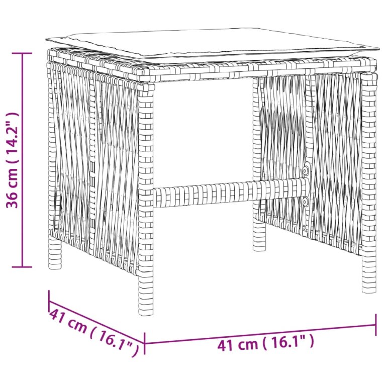 Vrtni taburei s jastucima 4 kom 41x41x36 cm od poliratana