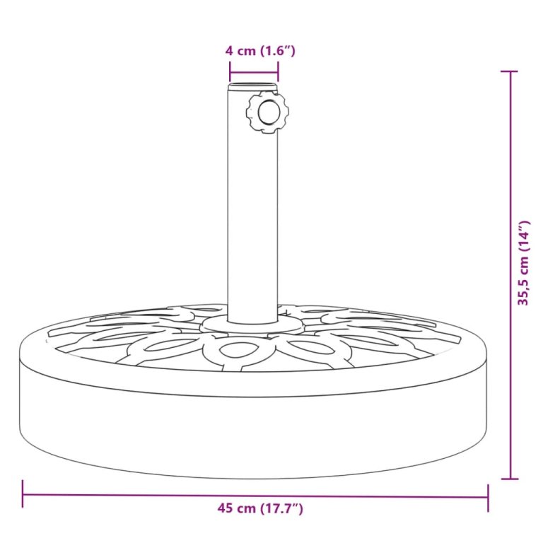 Baza suncobrana za stupove Ø 38/48 mm 25 kg okrugla