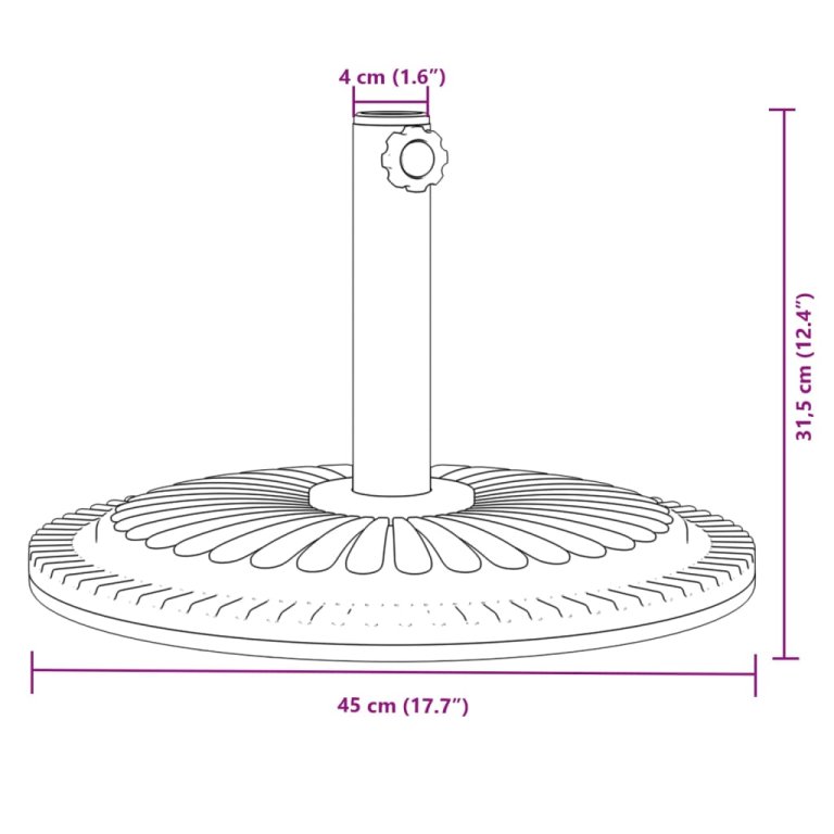 Baza suncobrana za stupove Ø 38/48 mm 12 kg okrugla