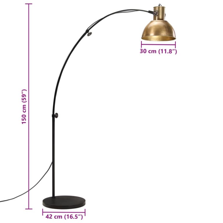 Podna svjetiljka 25 W antikna mjedena 150 cm E27