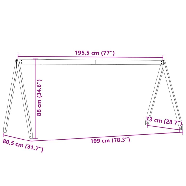 Krov za dječji krevet bijeli 199x80,5x88 cm masivna borovina