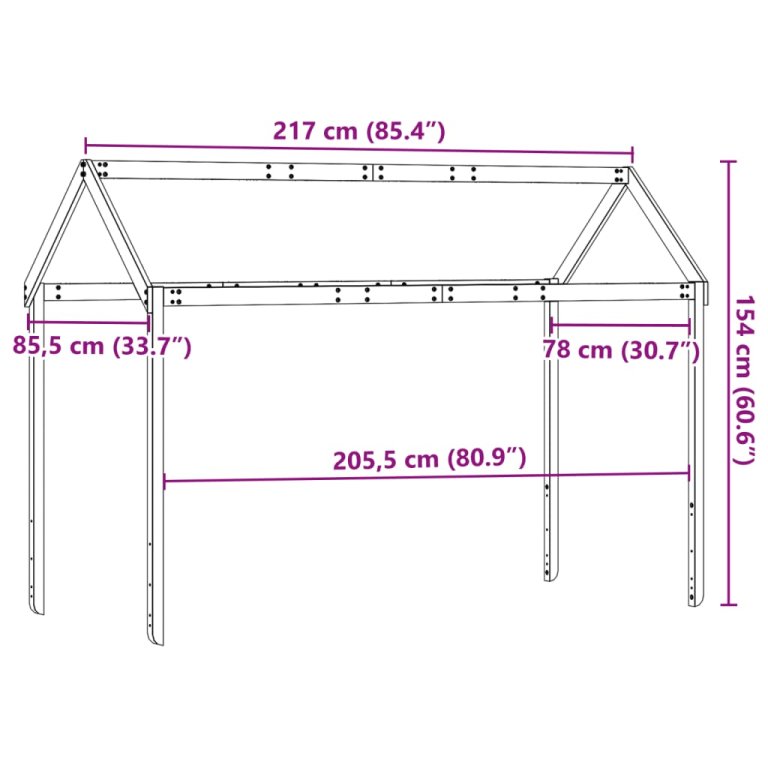 Krov za dječji krevet voštano smeđi 217x85,5x154 cm borovina