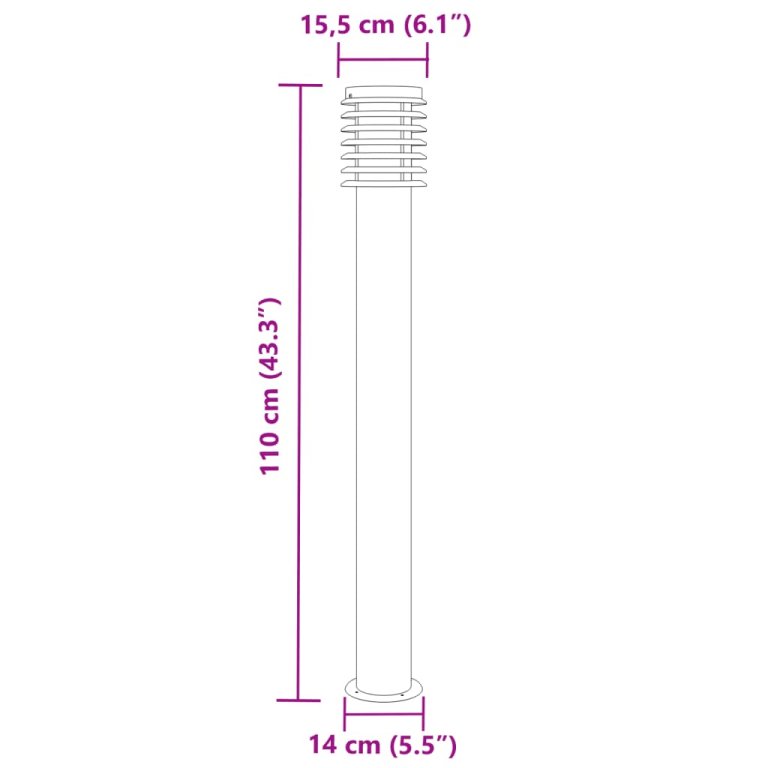 Vanjske podne svjetiljke 3 kom crna 110 cm nehrđajući čelik