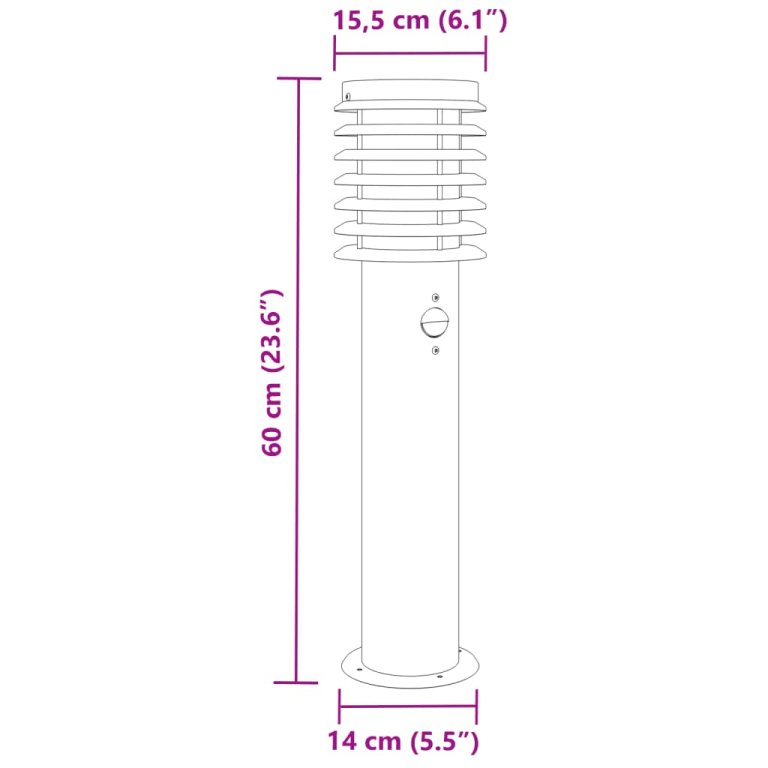 Vanjske podne svjetiljke sa senzorima 3 kom srebrne 60 cm čelik