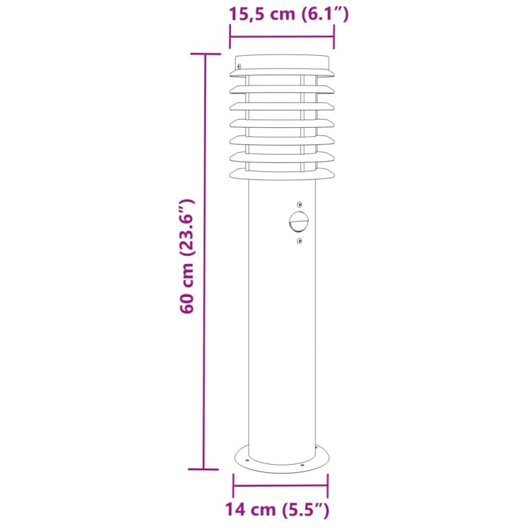 Vanjske podne svjetiljke sa senzorima 3 kom crne 60 cm čelik