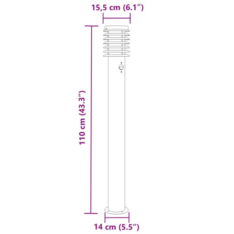 Vanjske podne svjetiljke sa senzorima 3 kom crne 110 cm čelik