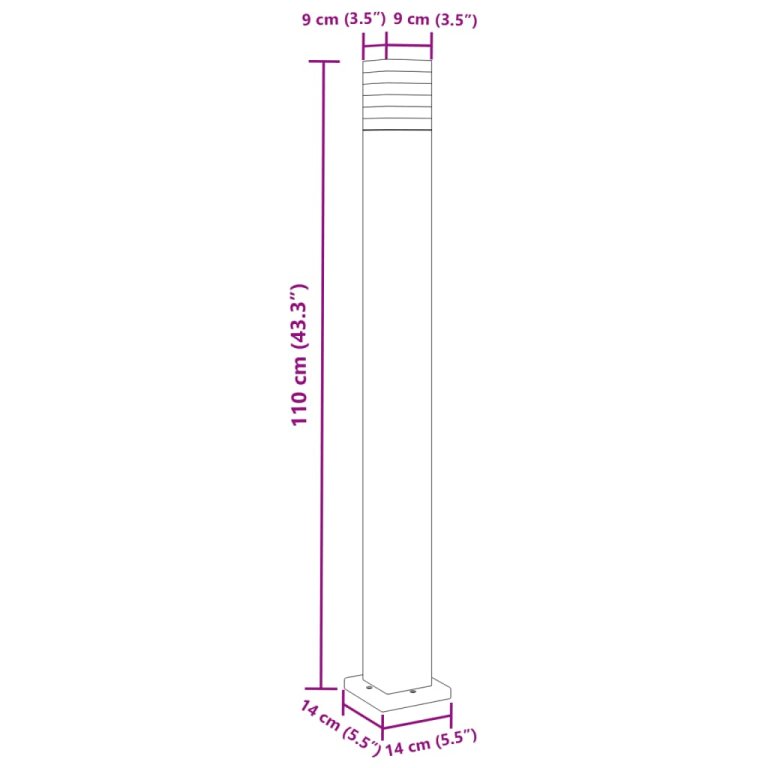 Vanjske podne svjetiljke 3 kom crne 110 cm aluminijske