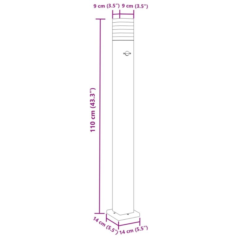 Vanjska podne svjetiljke sa senzorom crne 110 cm aluminijske