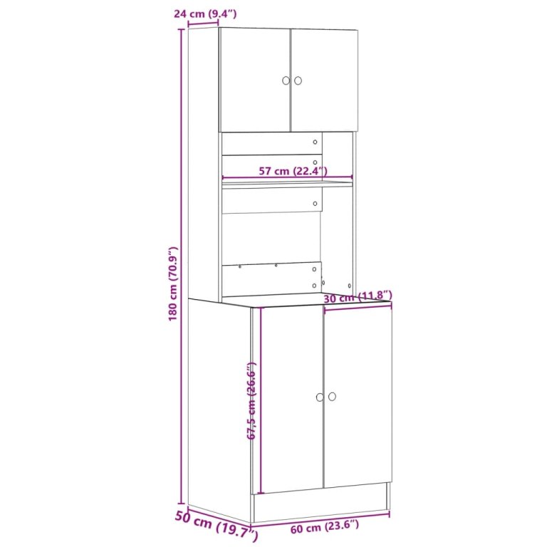 Kuhinjski ormarić crni 60x50x180 m od konstruiranog drva