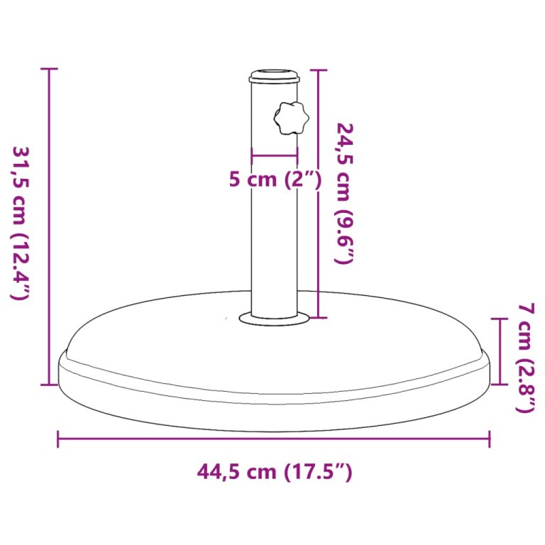 Baza suncobrana za stupove Ø 32/35/38 mm 15 kg okrugla