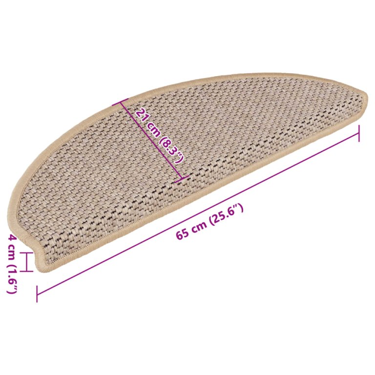 Samoljepljivi otirači za stepenice 15 kom 65x21x4 cm svjetlobež