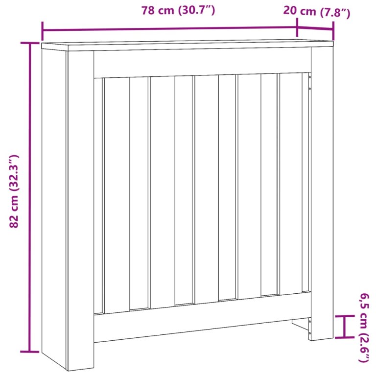 Pokrov za radijator crni 78 x 20 x 82 cm konstruirano drvo