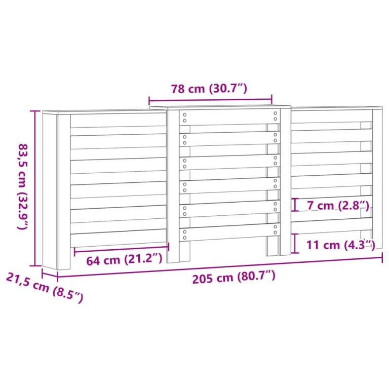 Pokrov za radijator hrasta sonome 205x21,5x83,5 cm