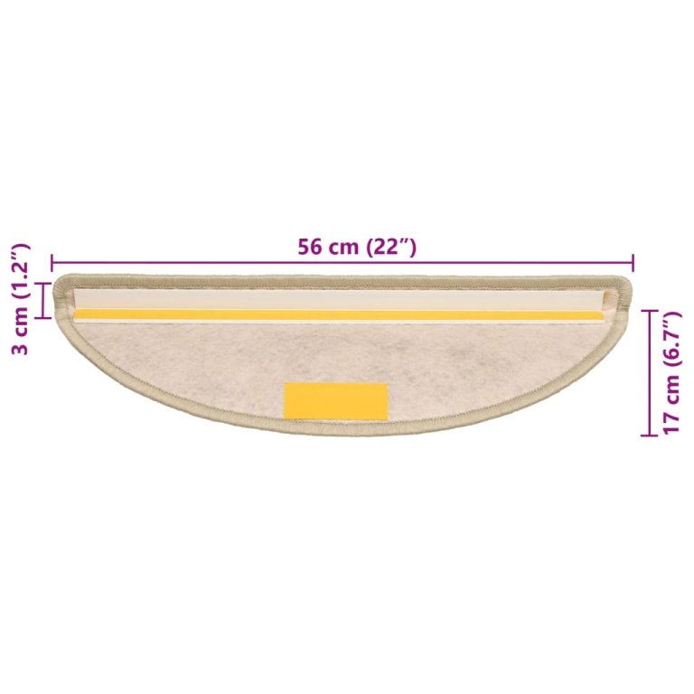 Samoljepljivi otirači za stube 15 kom 56x17x3 cm svjetlosivi