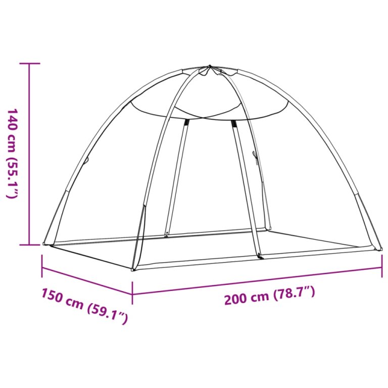 Komarnik Mongolia s vratima 220 mrežasti crni 200x150x140 cm