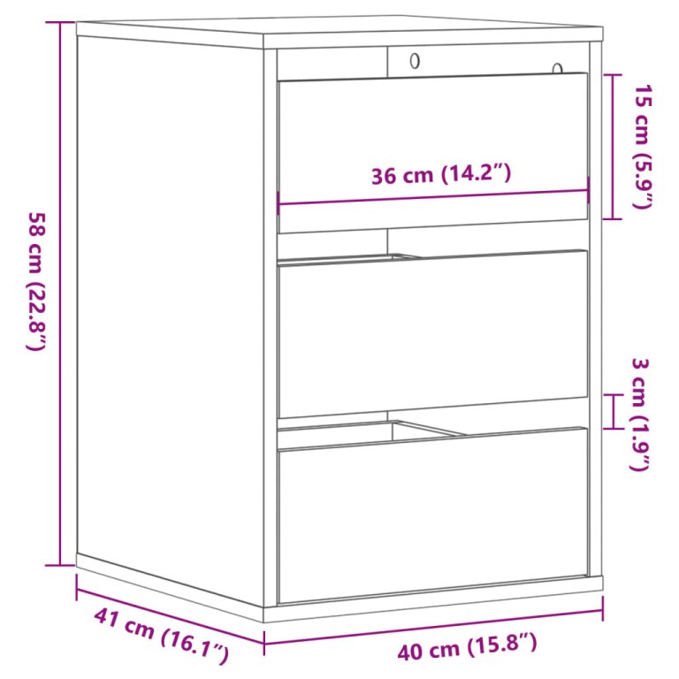 Kutna komoda s ladicama crna 40x41x58 cm od konstruiranog drva