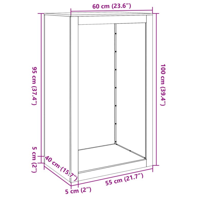 Stalak za drva za ogrjev crni 60x40x100 cm čelični