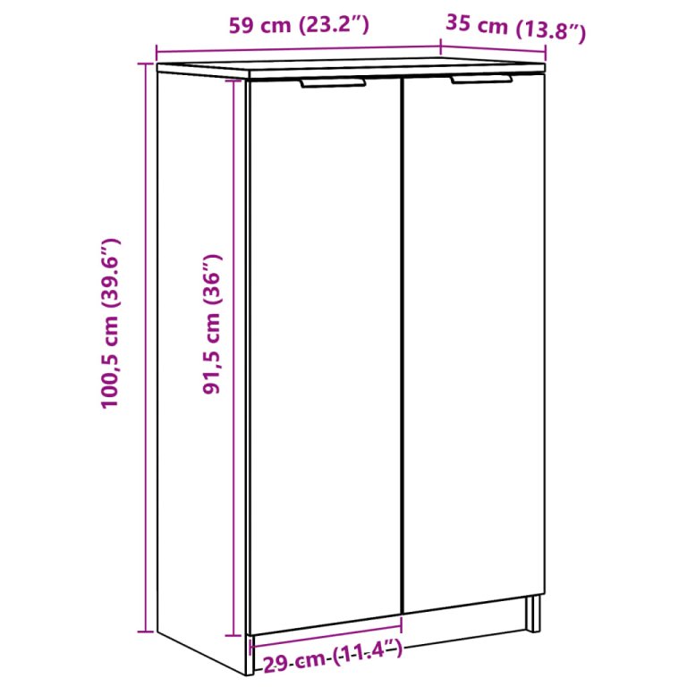 Ormarić za cipele boja hrasta 59x35x100,5 cm konstruirano drvo