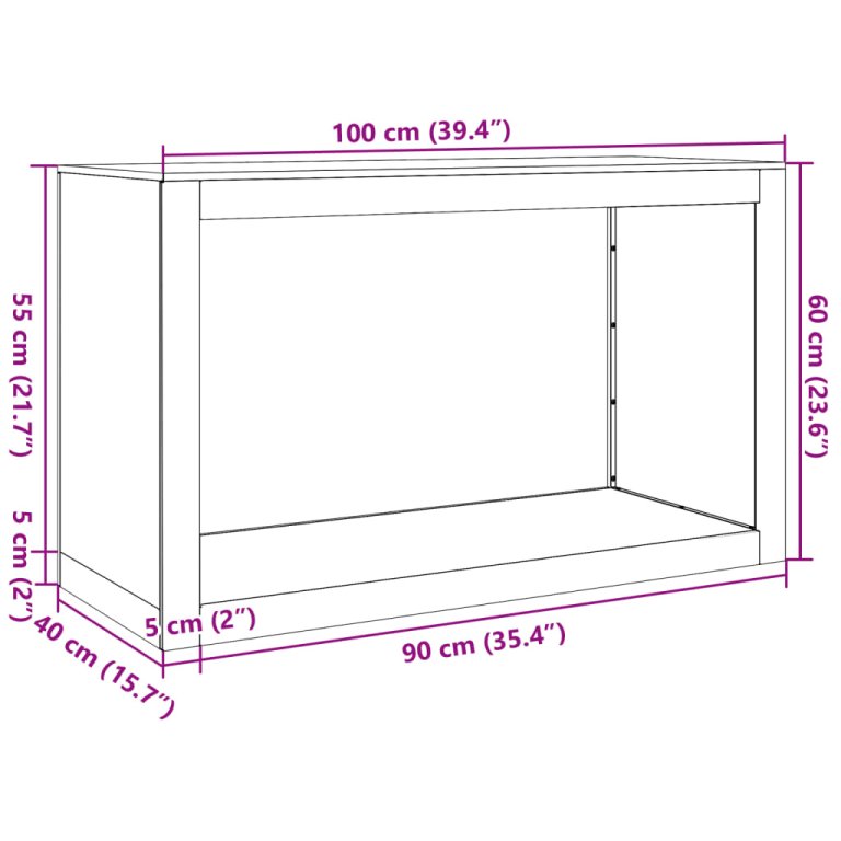 Stalak za drva za ogrjev crni 100x40x60 cm čelični