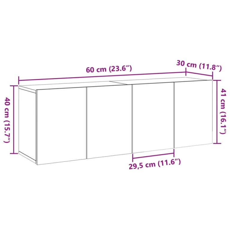 Zidni TV ormarići 2 kom boja starog drva 60 x30 x 41 cm