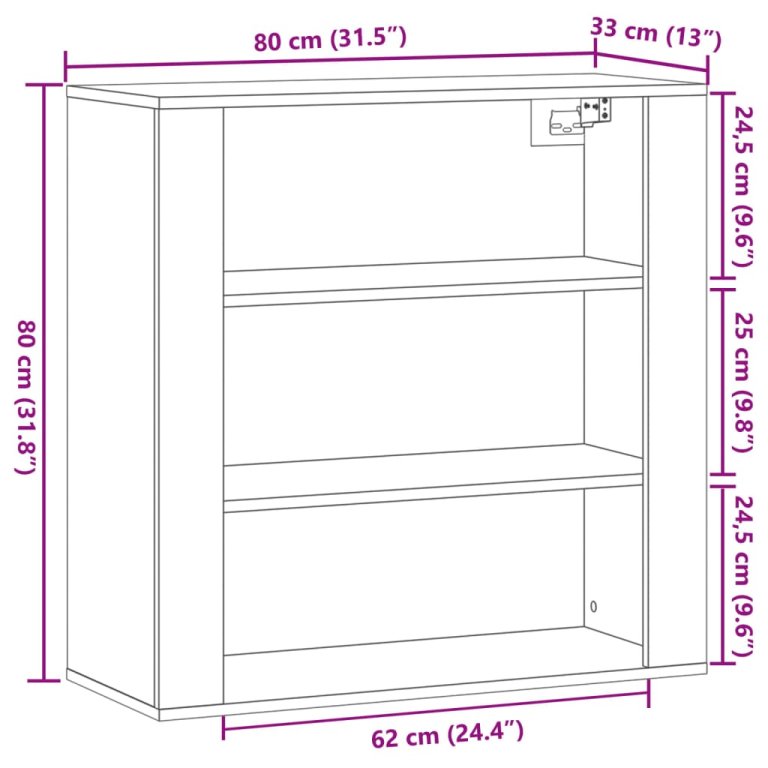 Zidni ormarić boja hrasta artisan 80x33x80 cm konstruirano drvo