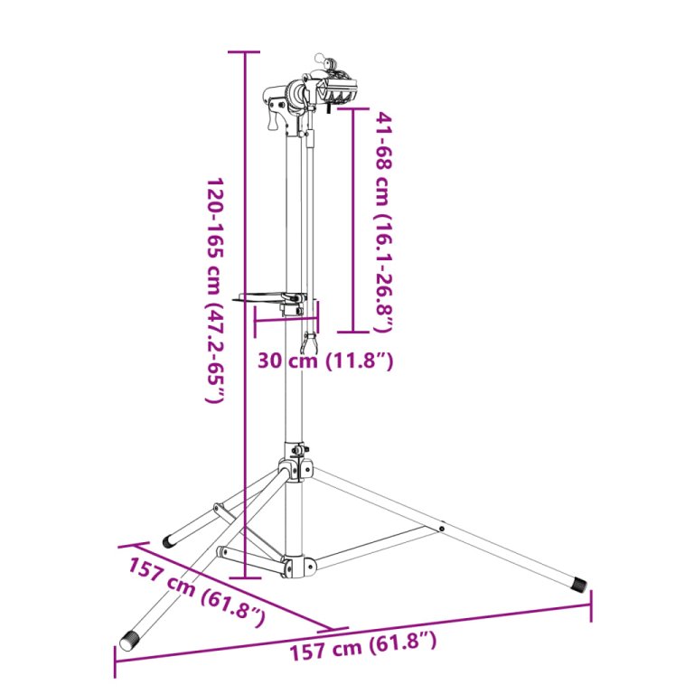 Stalak za popravak bicikla sklopivi 120 - 165 cm aluminijski